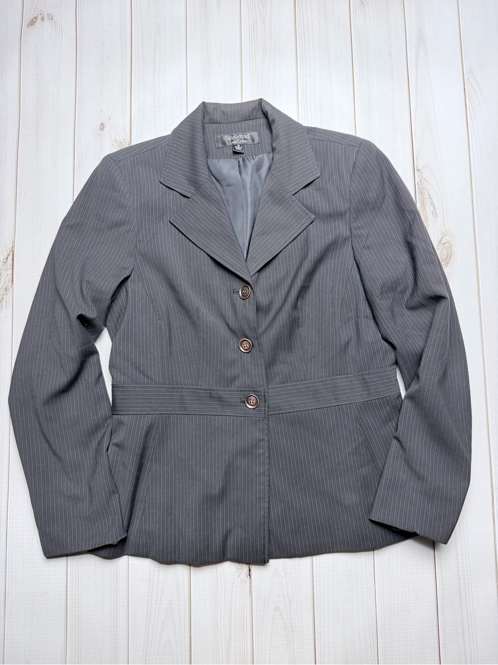 Larry Levine Gray Pinstripe Women's Blazer Jacket